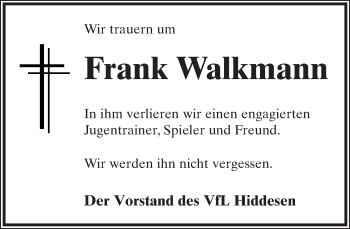 Anzeige  Frank Walkmann  Lippische Landes-Zeitung