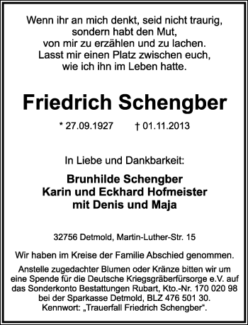 Anzeige  Friedrich Schengber  Lippische Landes-Zeitung