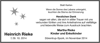 Anzeige  Heinrich Rieke  Lippische Landes-Zeitung
