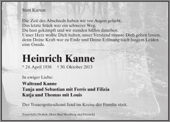 Anzeige  Heinrich Kanne  Lippische Landes-Zeitung