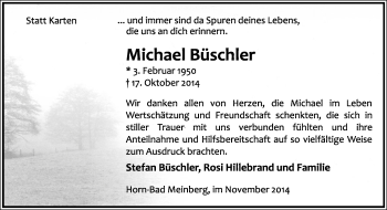 Anzeige  Michael Büschler  Lippische Landes-Zeitung