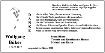 Anzeige  Wolfgang Büker  Lippische Landes-Zeitung