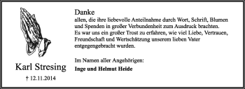 Anzeige  Karl Stresing  Lippische Landes-Zeitung