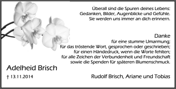 Anzeige  Adelheid Brisch  Lippische Landes-Zeitung