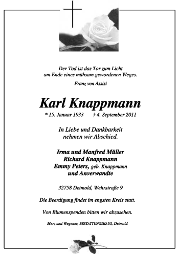 Anzeige  Karl Knappmann  Lippische Landes-Zeitung