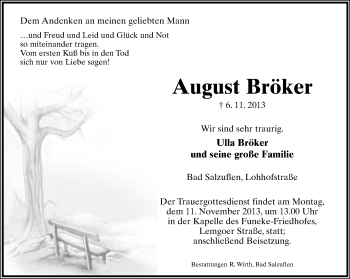Anzeige  August Bröker  Lippische Landes-Zeitung