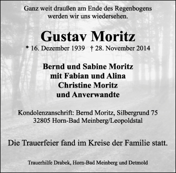 Anzeige  Gustav Moritz  Lippische Landes-Zeitung