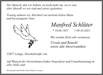 Anzeige  Manfred Schlüter  Lippische Landes-Zeitung