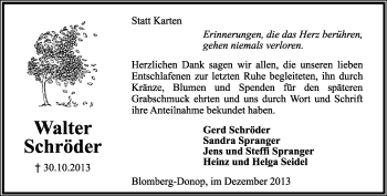 Anzeige  Walter Schröder  Lippische Landes-Zeitung