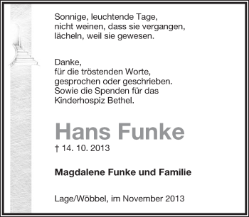 Anzeige  Hans Funke  Lippische Landes-Zeitung