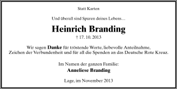 Anzeige  Heinrich Branding  Lippische Landes-Zeitung