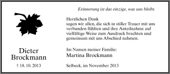 Anzeige  Dieter Brockmann  Lippische Landes-Zeitung