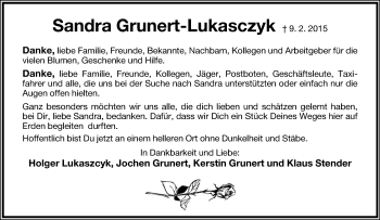Anzeige  Sandra Grunert-Lukasczyk  Lippische Landes-Zeitung