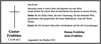 Anzeige  Gustav Frohböse  Lippische Landes-Zeitung