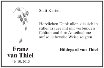 Anzeige  Franz  van Thiel  Lippische Landes-Zeitung