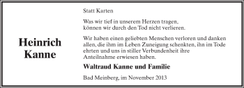 Anzeige  Heinrich Kanne  Lippische Landes-Zeitung