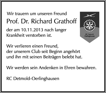 Anzeige  Richard Grathoff  Lippische Landes-Zeitung