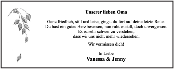 Anzeige  Theresia Weber  Lippische Landes-Zeitung