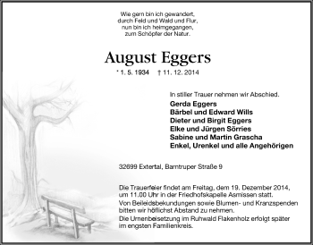 Anzeige  August Eggers  Lippische Landes-Zeitung