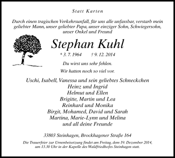 Anzeige  Stephan Kuhl  Lippische Landes-Zeitung