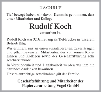Anzeige  Rudolf Koch  Lippische Landes-Zeitung
