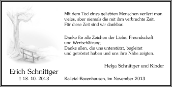 Anzeige  Erich Schnittger  Lippische Landes-Zeitung