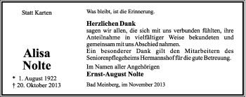 Anzeige  Alisa Nolte  Lippische Landes-Zeitung
