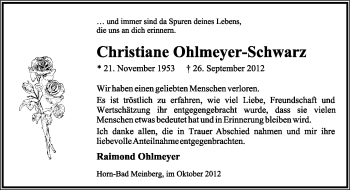 Anzeige  Christiane Ohlmeyer-Schwarz  Lippische Landes-Zeitung