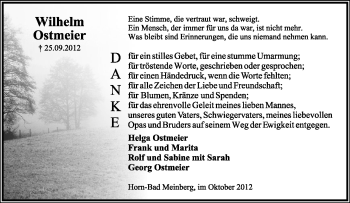 Anzeige  Wilhelm Ostmeier  Lippische Landes-Zeitung