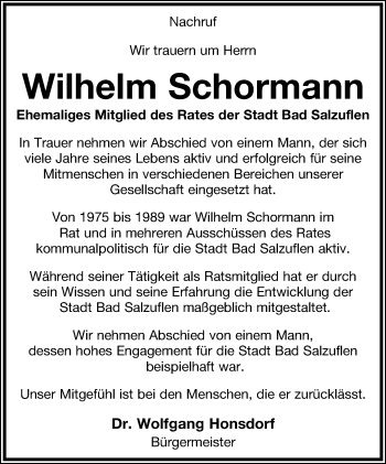 Anzeige  Wilhelm Schormann  Lippische Landes-Zeitung