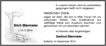 Anzeige  Erich Ellermeier  Lippische Landes-Zeitung