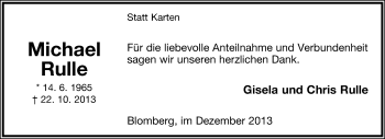 Anzeige  Michael Rulle  Lippische Landes-Zeitung