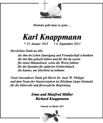 Anzeige  Karl Knappmann  Lippische Landes-Zeitung