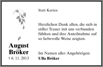 Anzeige  August Bröker  Lippische Landes-Zeitung