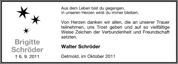 Anzeige  Brigitte Schröder  Lippische Landes-Zeitung