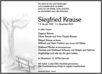 Anzeige  Siegfried Krause  Lippische Landes-Zeitung