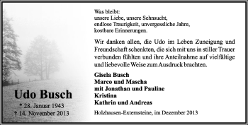Anzeige  Udo Busch  Lippische Landes-Zeitung