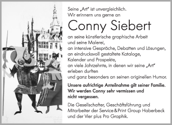 Anzeige  Conny Siebert  Lippische Landes-Zeitung