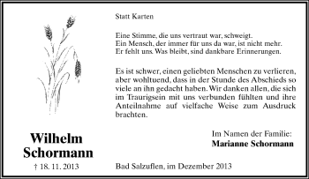 Anzeige  Wilhelm Schormann  Lippische Landes-Zeitung