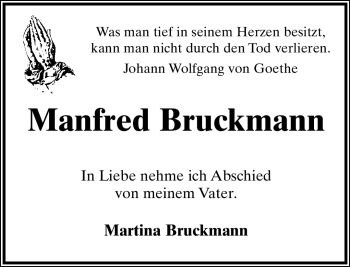 Anzeige  Manfred Bruckmann  Lippische Landes-Zeitung