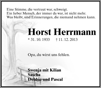 Anzeige  Horst Herrmann  Lippische Landes-Zeitung