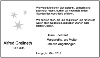 Anzeige  Alfred Grellneth  Lippische Landes-Zeitung