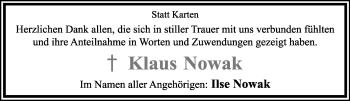 Anzeige  Klaus Nowak  Lippische Landes-Zeitung