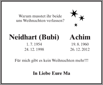 Anzeige  Neidhart und Achim   Lippische Landes-Zeitung