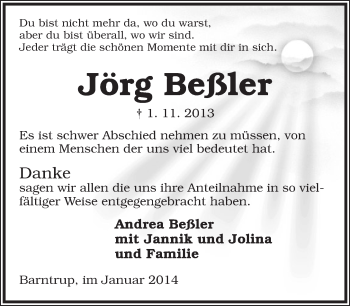 Anzeige  Jörg Beßler  Lippische Landes-Zeitung