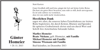 Anzeige  Günter Homeier  Lippische Landes-Zeitung