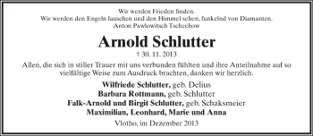 Anzeige  Arnold Schlutter  Lippische Landes-Zeitung