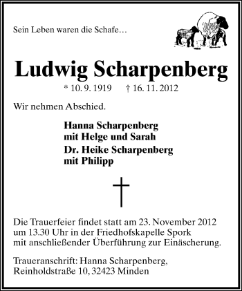 Anzeige  Ludwig Scharpenberg  Lippische Landes-Zeitung
