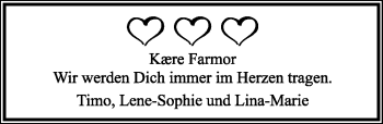 Anzeige  Kaere Farmor  Lippische Landes-Zeitung