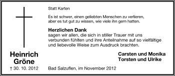 Anzeige  Heinrich Gröne  Lippische Landes-Zeitung